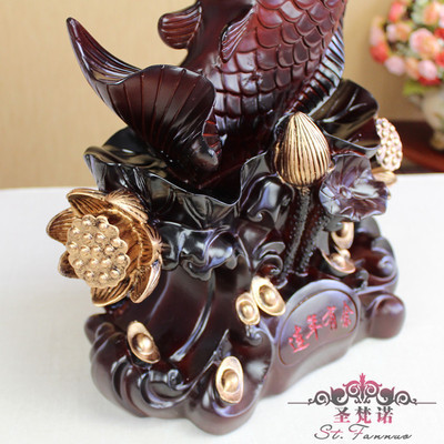 高貴精品仿木年年有魚(yú)擺件 家居裝飾與開(kāi)業(yè)送禮的典雅之選